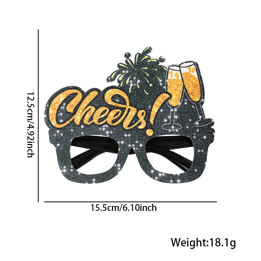 Wholesale 2025 New Year Party Black Gold Eyeframe Photo Prop Decorations